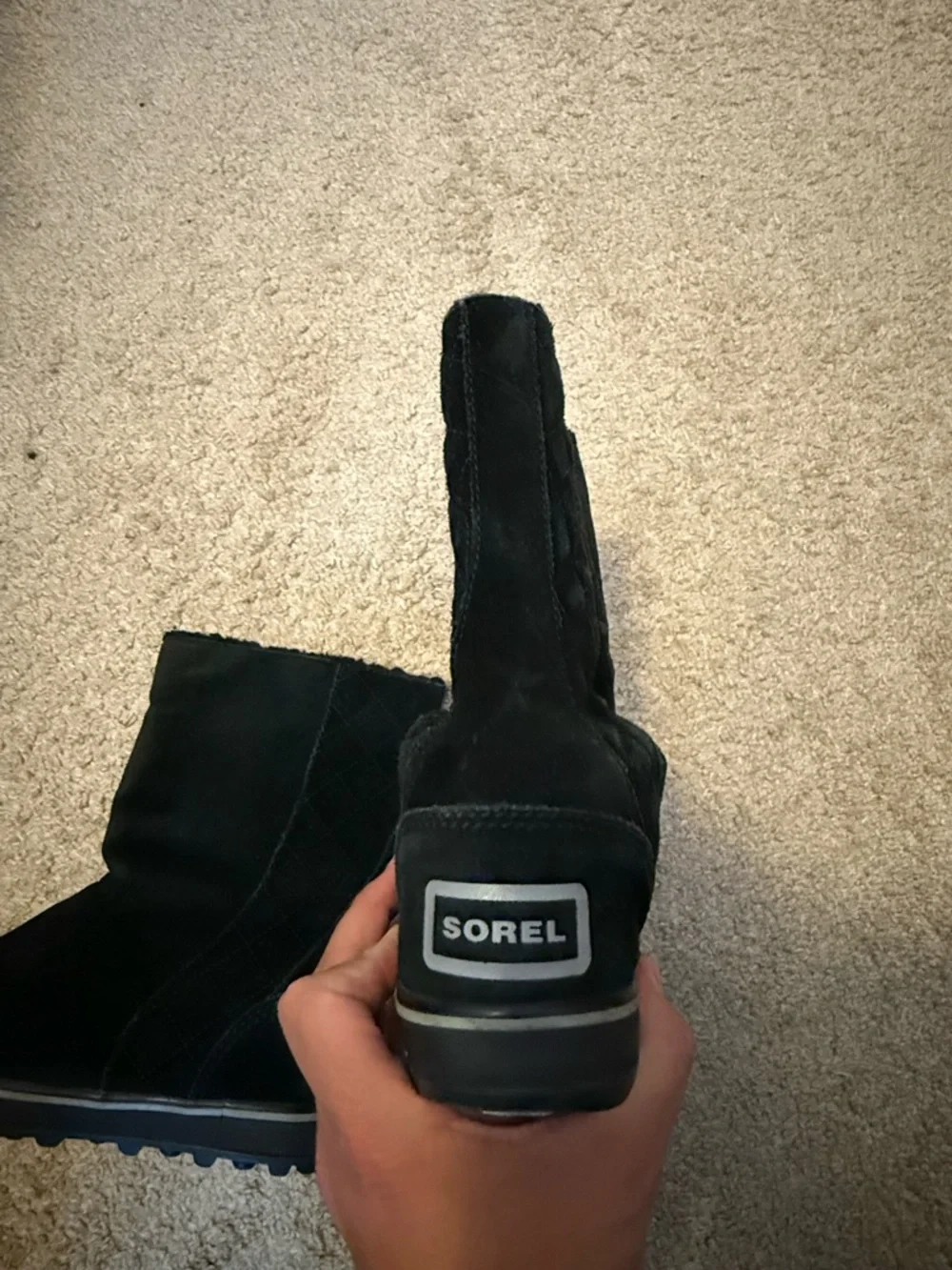 Sorel Glacy Boots Black Suede Faux Fur Lined – Women’s 7.5 - Picture 4 of 8